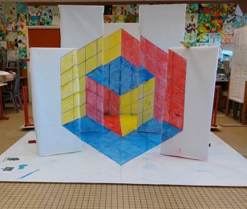 Anamorphose "Cube de Vasarely" (structure éphémère)