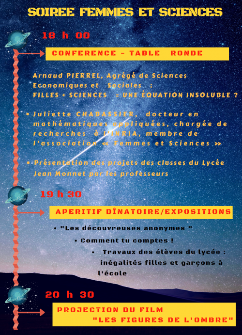 Affiche de la soirée "Femmes et sciences à la conquête de l'espace"