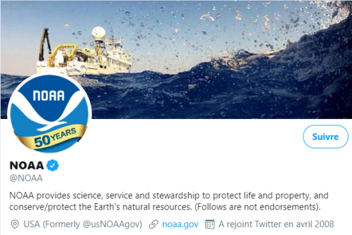 Compte twitter de la NOAA
