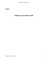 Pascal Préface sur le traité du vide pdf