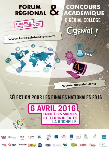 Le Rectorat de Poitiers organise avec le soutien de Sciences à l'École le concours national "C.Genial", concours scientifique national pour les collégiens et les lycéens (en partenariat avec la fondation C.Génial).